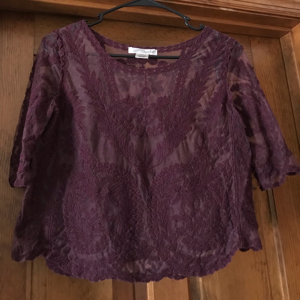 Burgundy Lace Top